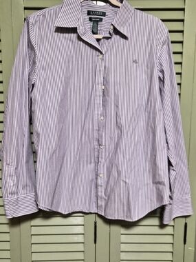 Ralph Lauren Womens Lilac Stripe Button-Down Shirt
